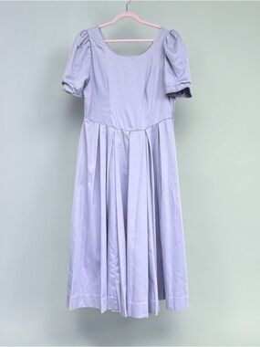 Vintage Laura Ashley Lavender Puff-Sleeve Formal Dress